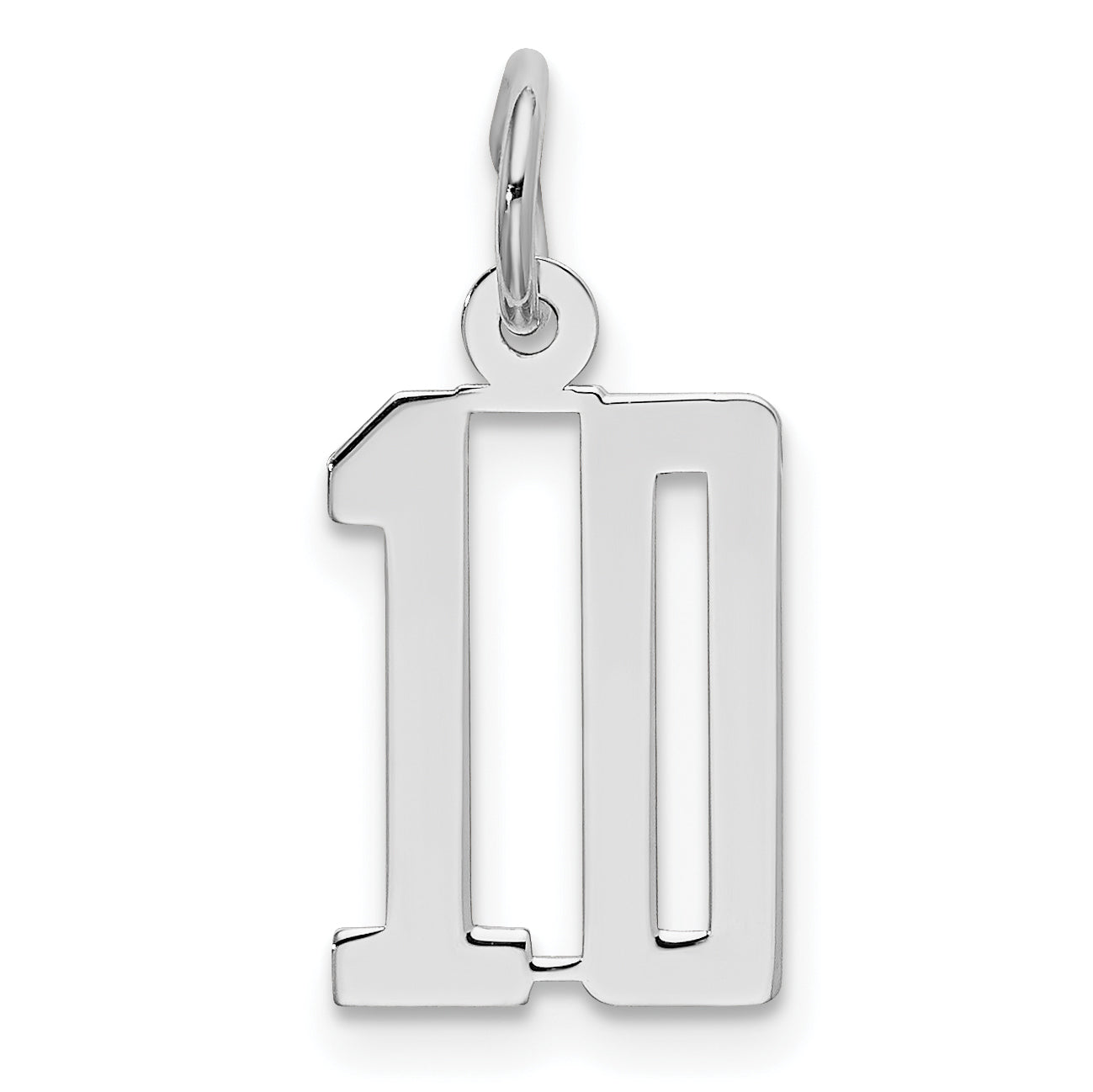 Sterling Silver/Rhodium-plated Elongated Number 10 Charm Main image