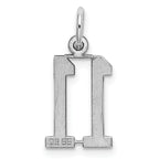 Sterling Silver/Rhodium-plated Elongated Number 11 Charm
