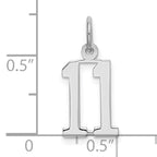 Sterling Silver/Rhodium-plated Elongated Number 11 Charm