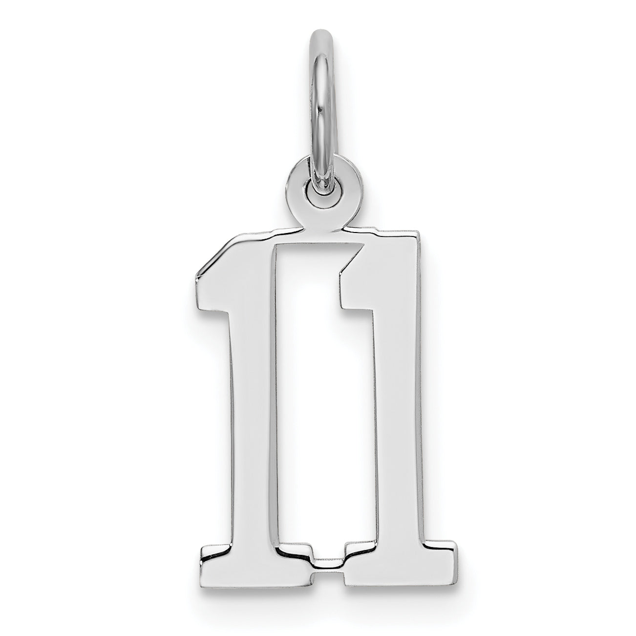 Sterling Silver/Rhodium-plated Elongated Number 11 Charm Main image