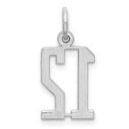 Sterling Silver/Rhodium-plated Elongated Number 12 Charm