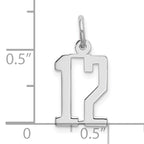 Sterling Silver/Rhodium-plated Elongated Number 12 Charm