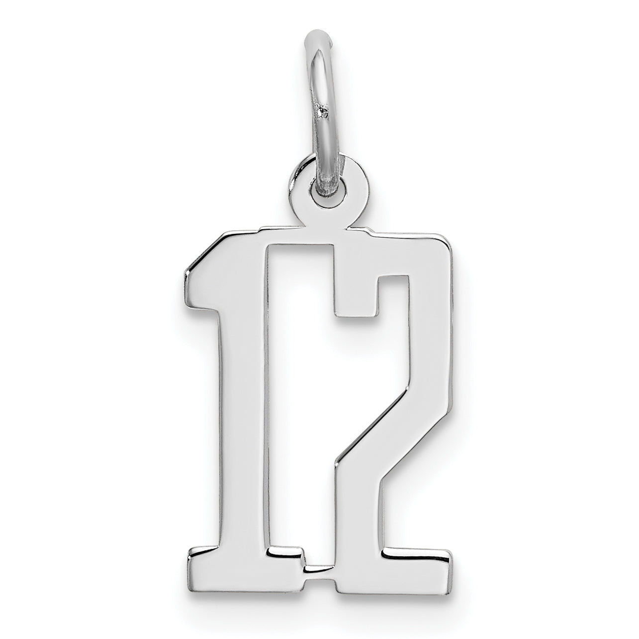 Sterling Silver/Rhodium-plated Elongated Number 12 Charm Main image