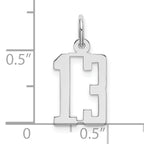 Sterling Silver/Rhodium-plated Elongated Number 13 Charm