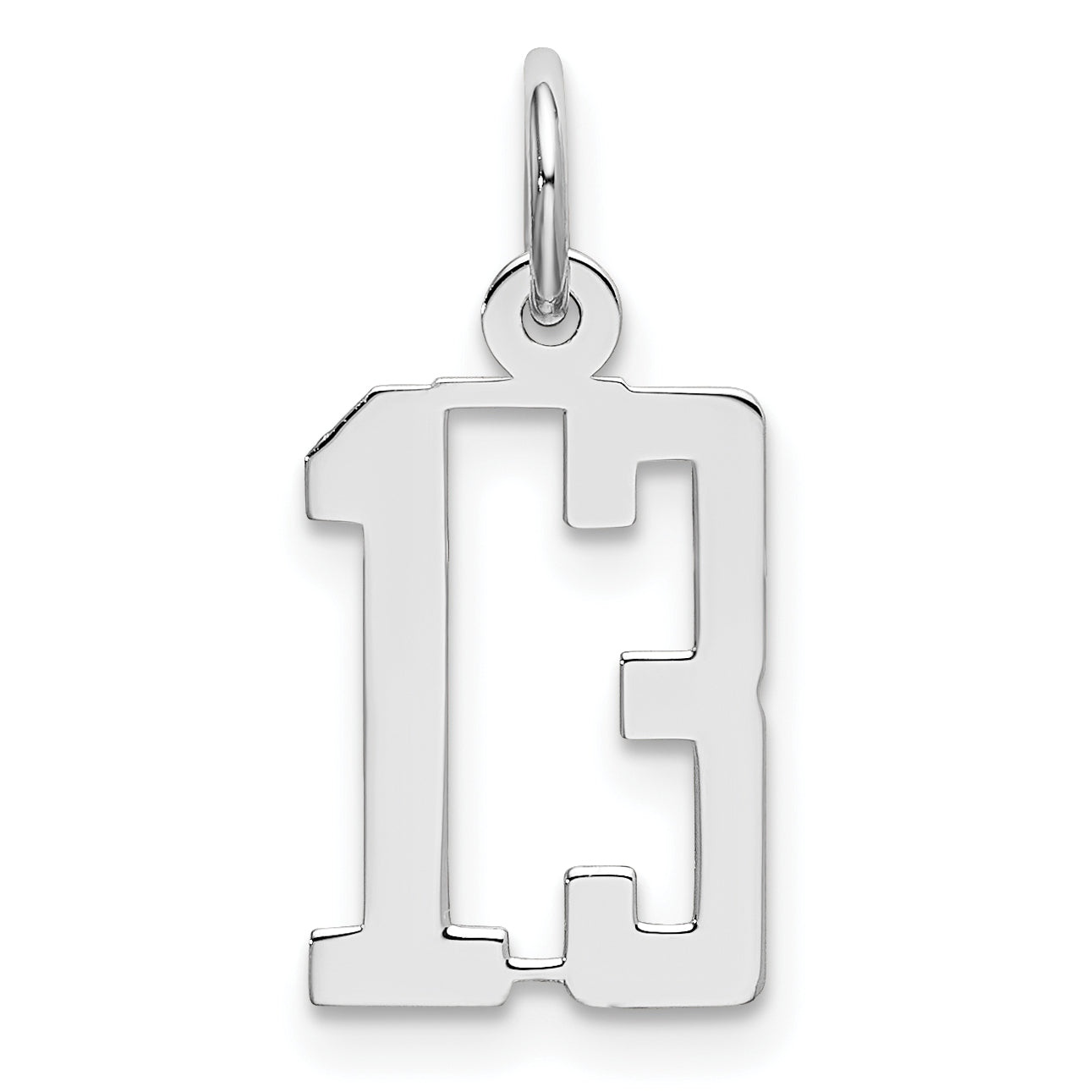 Sterling Silver/Rhodium-plated Elongated Number 13 Charm Main image
