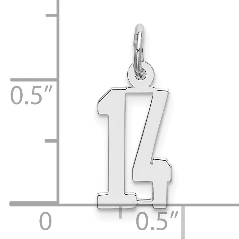 Sterling Silver/Rhodium-plated Elongated Number 14 Charm