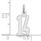 Sterling Silver/Rhodium-plated Elongated Number 14 Charm