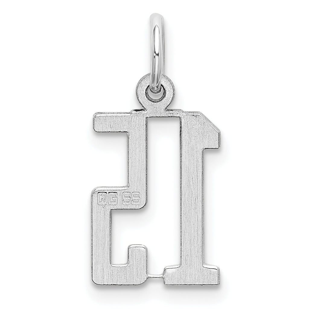Sterling Silver/Rhodium-plated Elongated Number 15 Charm