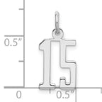 Sterling Silver/Rhodium-plated Elongated Number 15 Charm