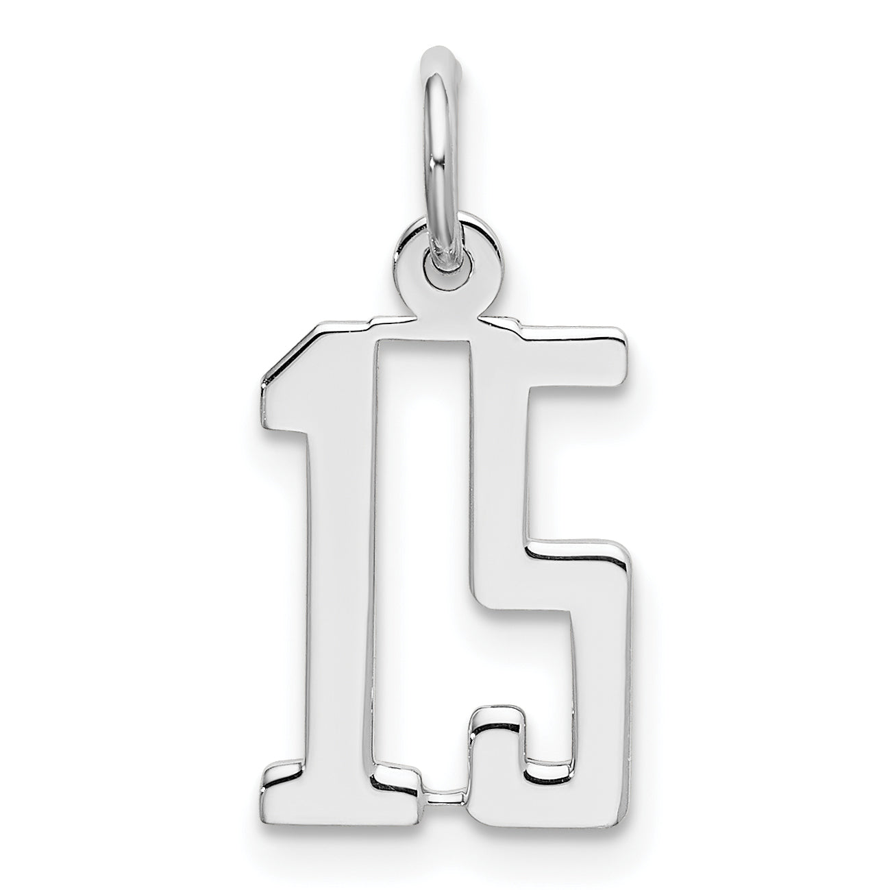 Sterling Silver/Rhodium-plated Elongated Number 15 Charm Main image