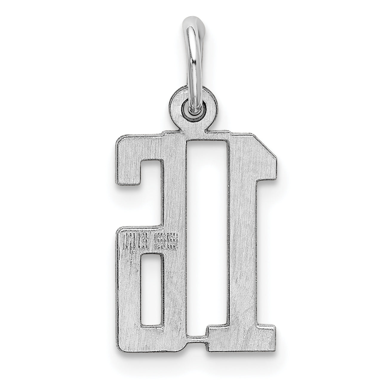 Sterling Silver Rhodium-plated Small Elongated Pol Number 16 Charm