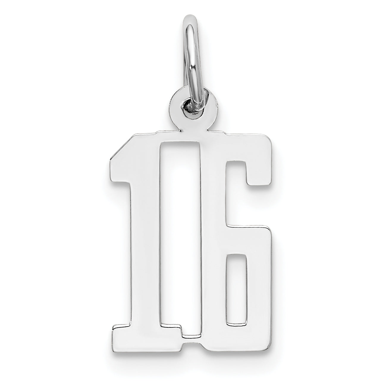 Sterling Silver/Rhodium-plated Elongated Number 16 Charm Main image