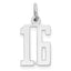 Sterling Silver/Rhodium-plated Elongated Number 16 Charm