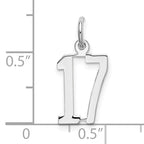 Sterling Silver/Rhodium-plated Elongated Number 17 Charm
