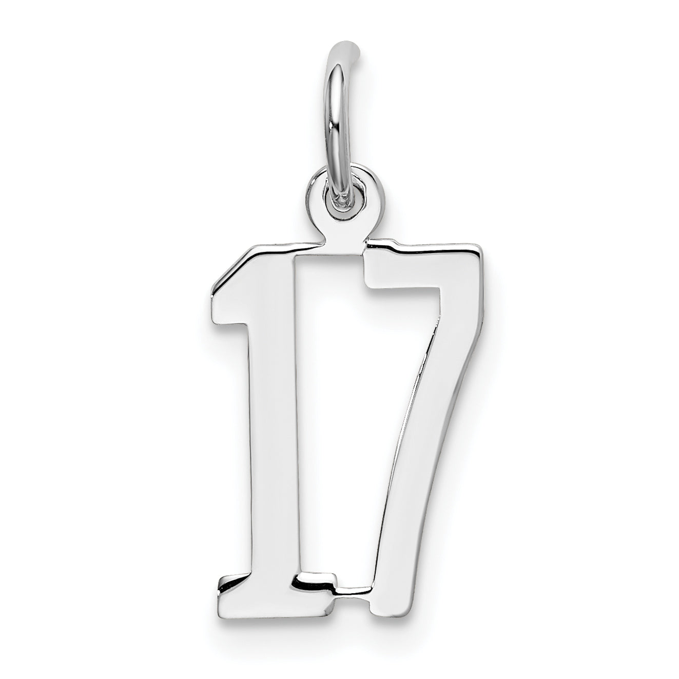 Sterling Silver/Rhodium-plated Elongated Number 17 Charm Main image
