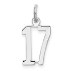 Sterling Silver/Rhodium-plated Elongated Number 17 Charm