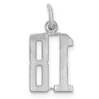 Sterling Silver/Rhodium-plated Elongated Number 18 Charm