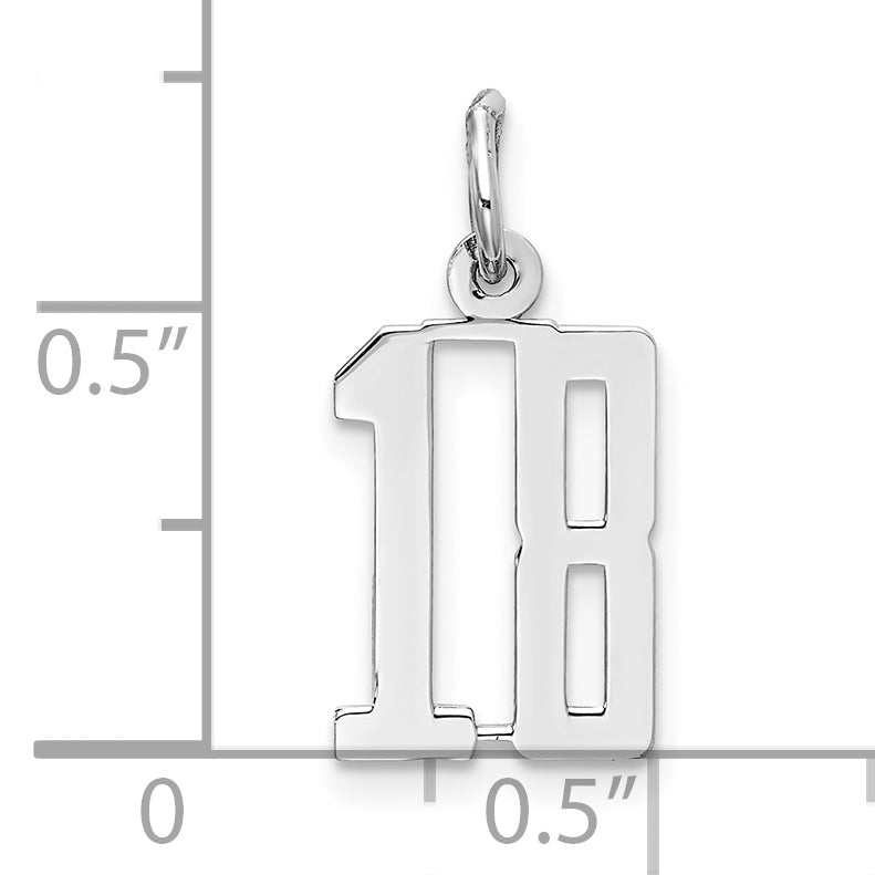 Sterling Silver/Rhodium-plated Elongated Number 18 Charm