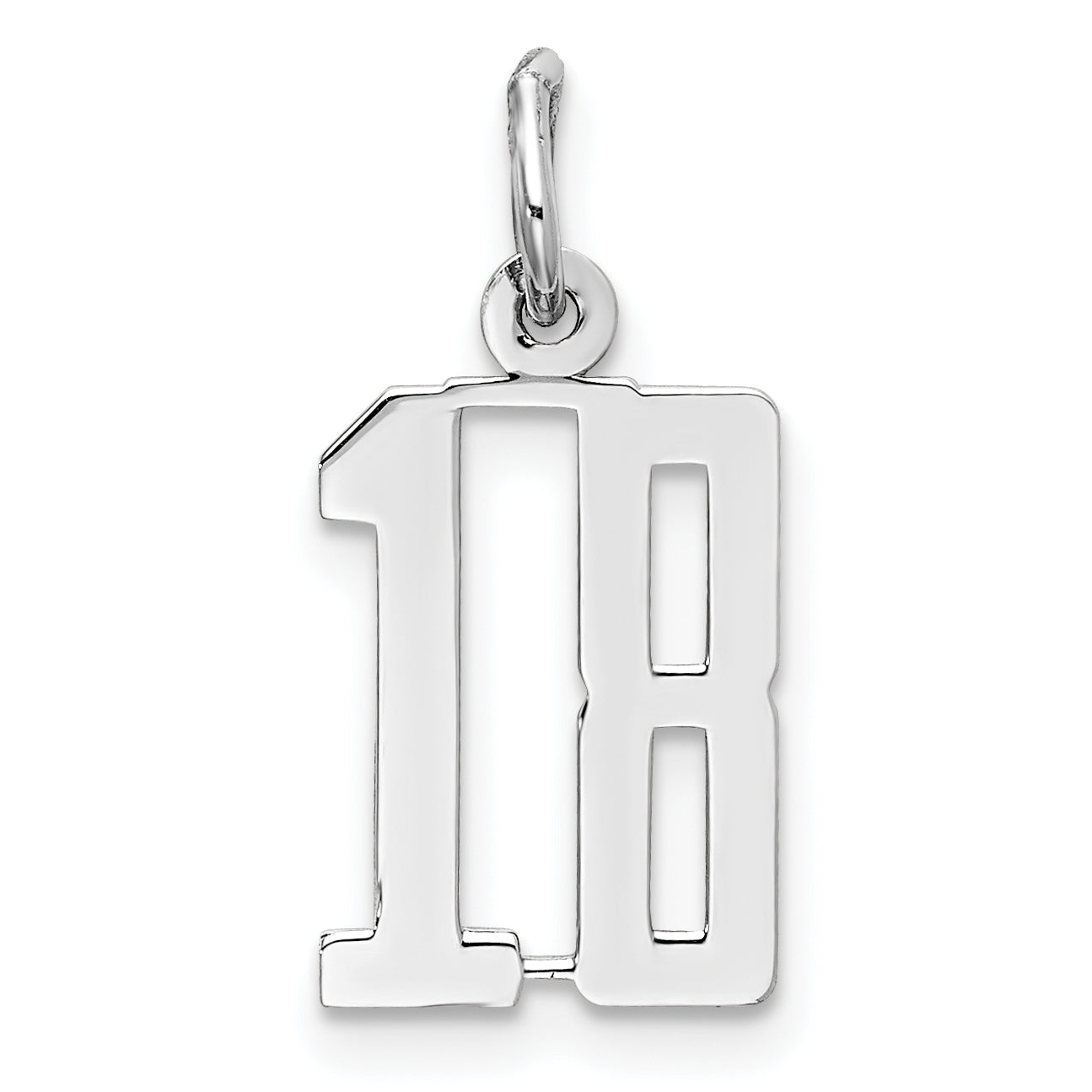 Sterling Silver/Rhodium-plated Elongated Number 18 Charm Main image