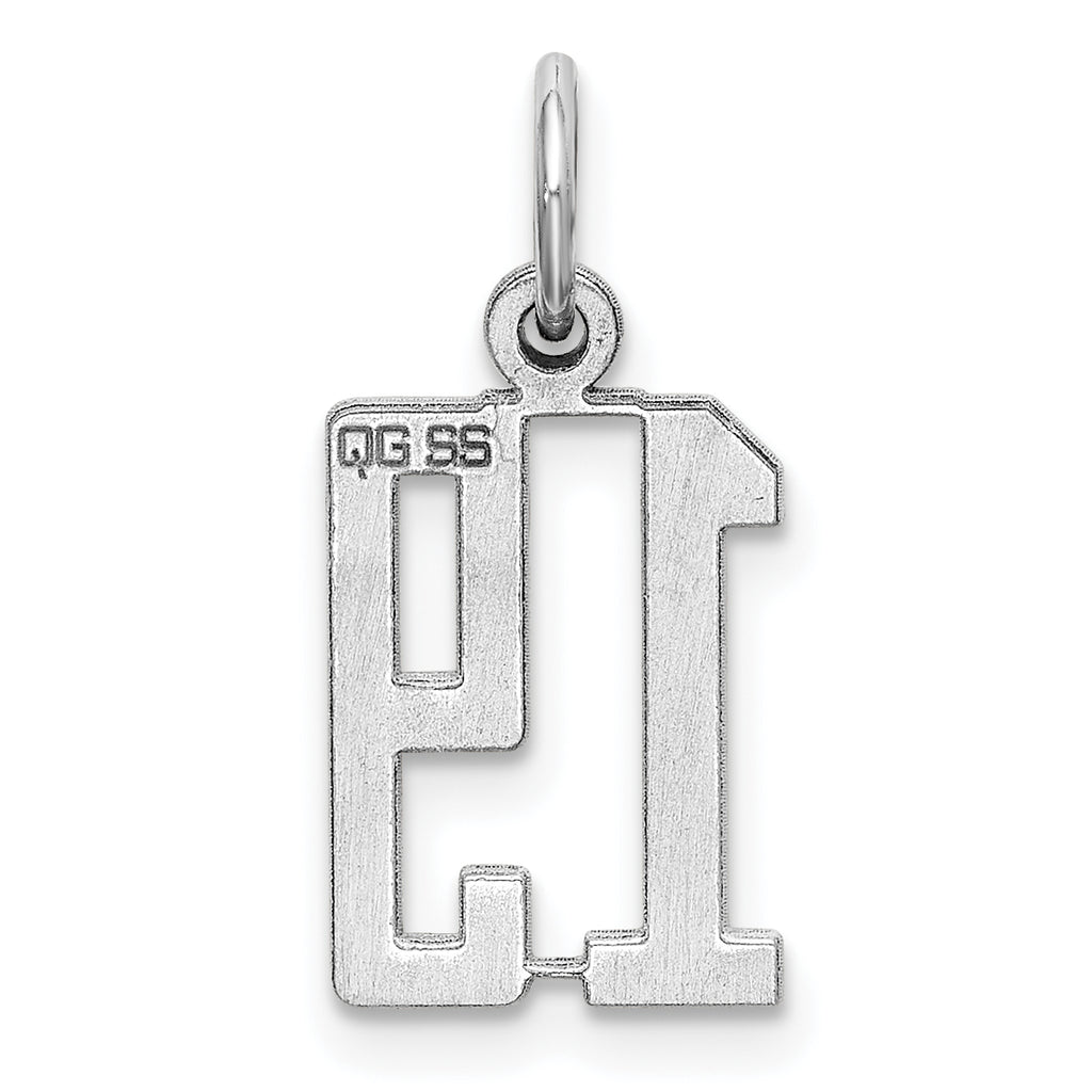 Sterling Silver Rhodium-plated Small Elongated Pol Number 19 Charm