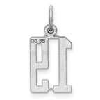 Sterling Silver Rhodium-plated Small Elongated Pol Number 19 Charm