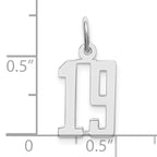 Sterling Silver Rhodium-plated Small Elongated Pol Number 19 Charm