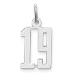 Sterling Silver/Rhodium-plated Elongated Number 19 Charm