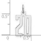Sterling Silver/Rhodium-plated Elongated Number 20 Charm