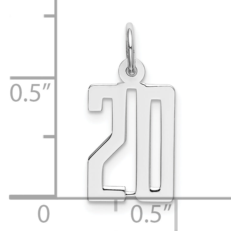 Sterling Silver/Rhodium-plated Elongated Number 20 Charm