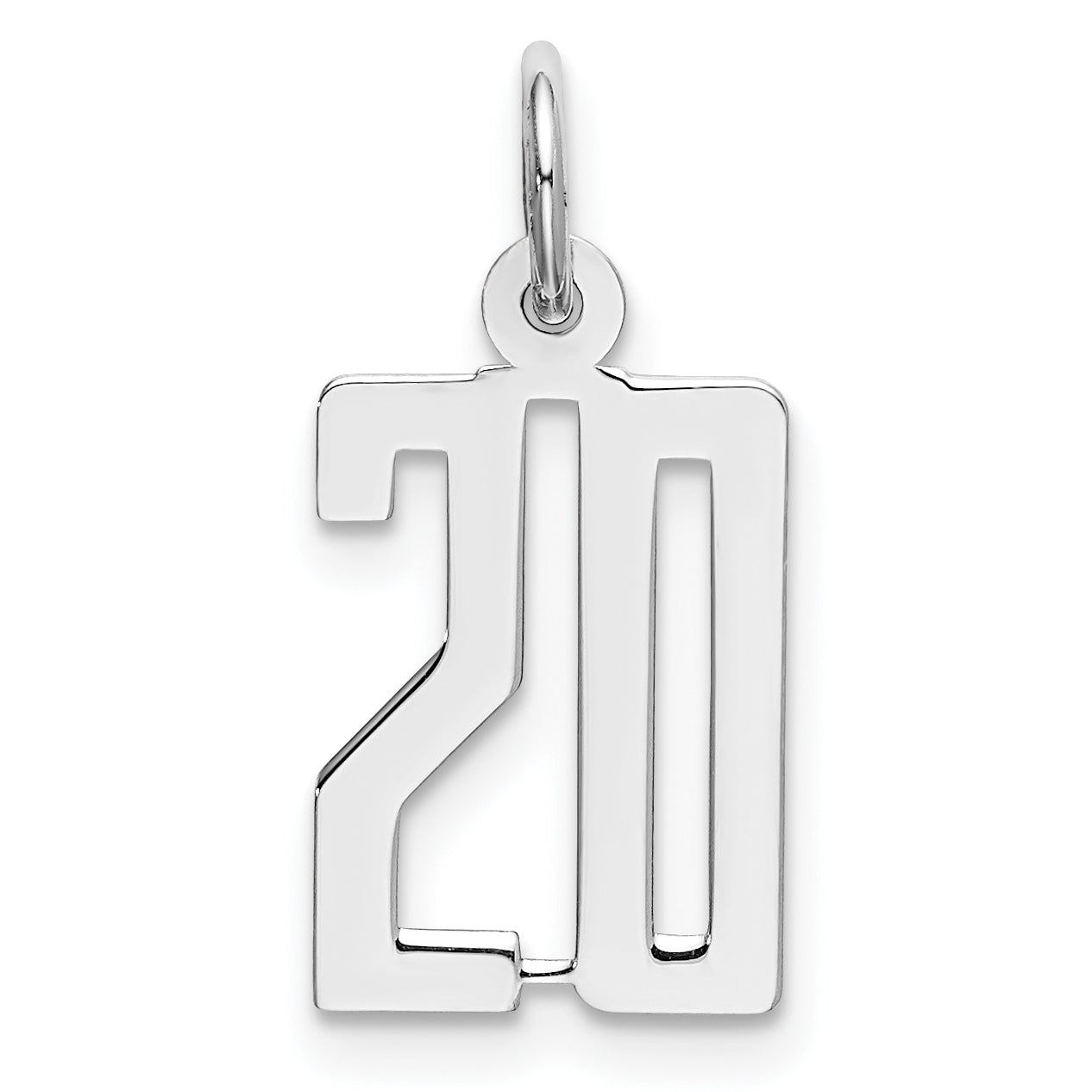 Sterling Silver/Rhodium-plated Elongated Number 20 Charm Main image