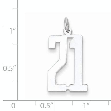 Sterling Silver/Rhodium-plated Elongated Number 21 Charm Secondary image