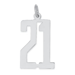 Sterling Silver/Rhodium-plated Elongated Number 21 Charm