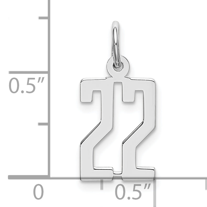 Sterling Silver/Rhodium-plated Elongated Number 22 Charm