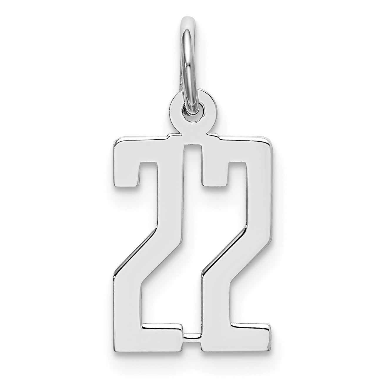 Sterling Silver/Rhodium-plated Elongated Number 22 Charm Main image
