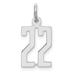 Sterling Silver/Rhodium-plated Elongated Number 22 Charm