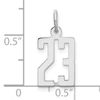 Sterling Silver/Rhodium-plated Elongated Number 23 Charm