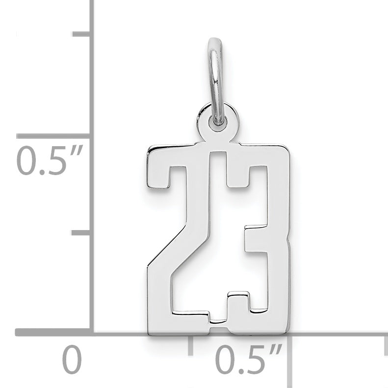 Sterling Silver/Rhodium-plated Elongated Number 23 Charm
