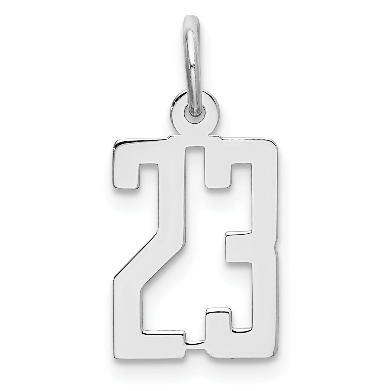 Sterling Silver/Rhodium-plated Elongated Number 23 Charm Main image