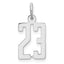 Sterling Silver/Rhodium-plated Elongated Number 23 Charm