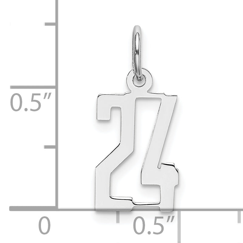 Sterling Silver Rhodium-plated Small Elongated Pol Number 24 Charm