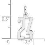 Sterling Silver Rhodium-plated Small Elongated Pol Number 24 Charm