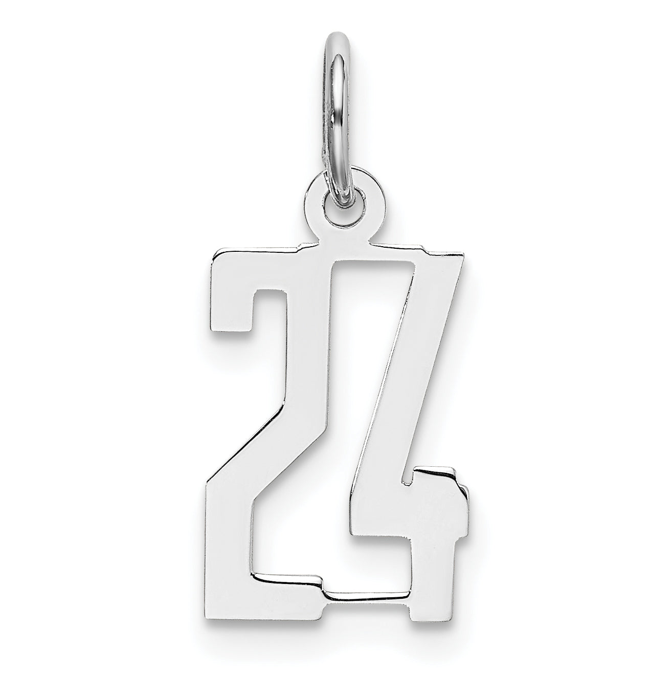 Sterling Silver/Rhodium-plated Elongated Number 24 Charm Main image