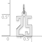 Sterling Silver/Rhodium-plated Elongated Number 25 Charm