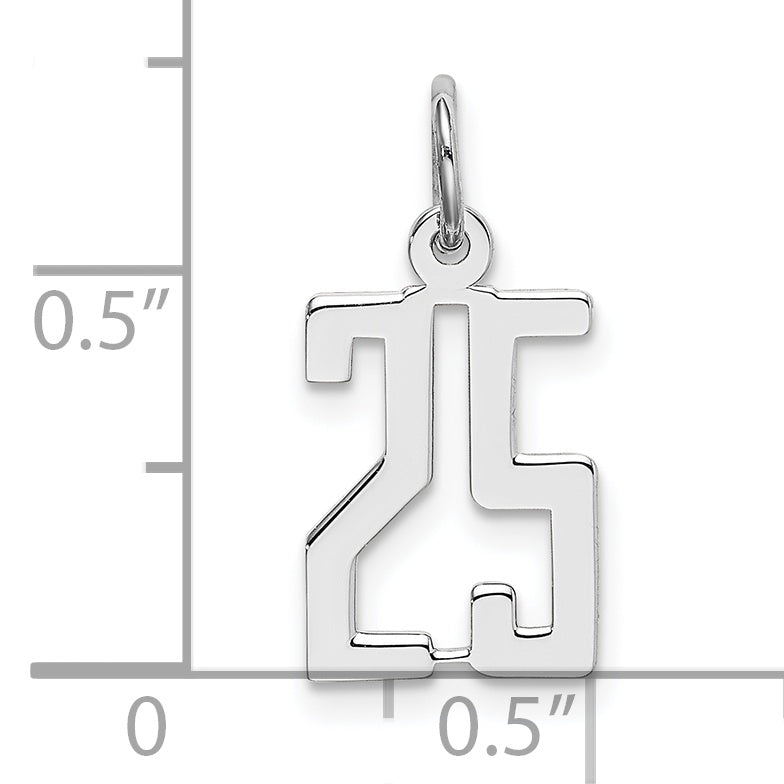 Sterling Silver/Rhodium-plated Elongated Number 25 Charm