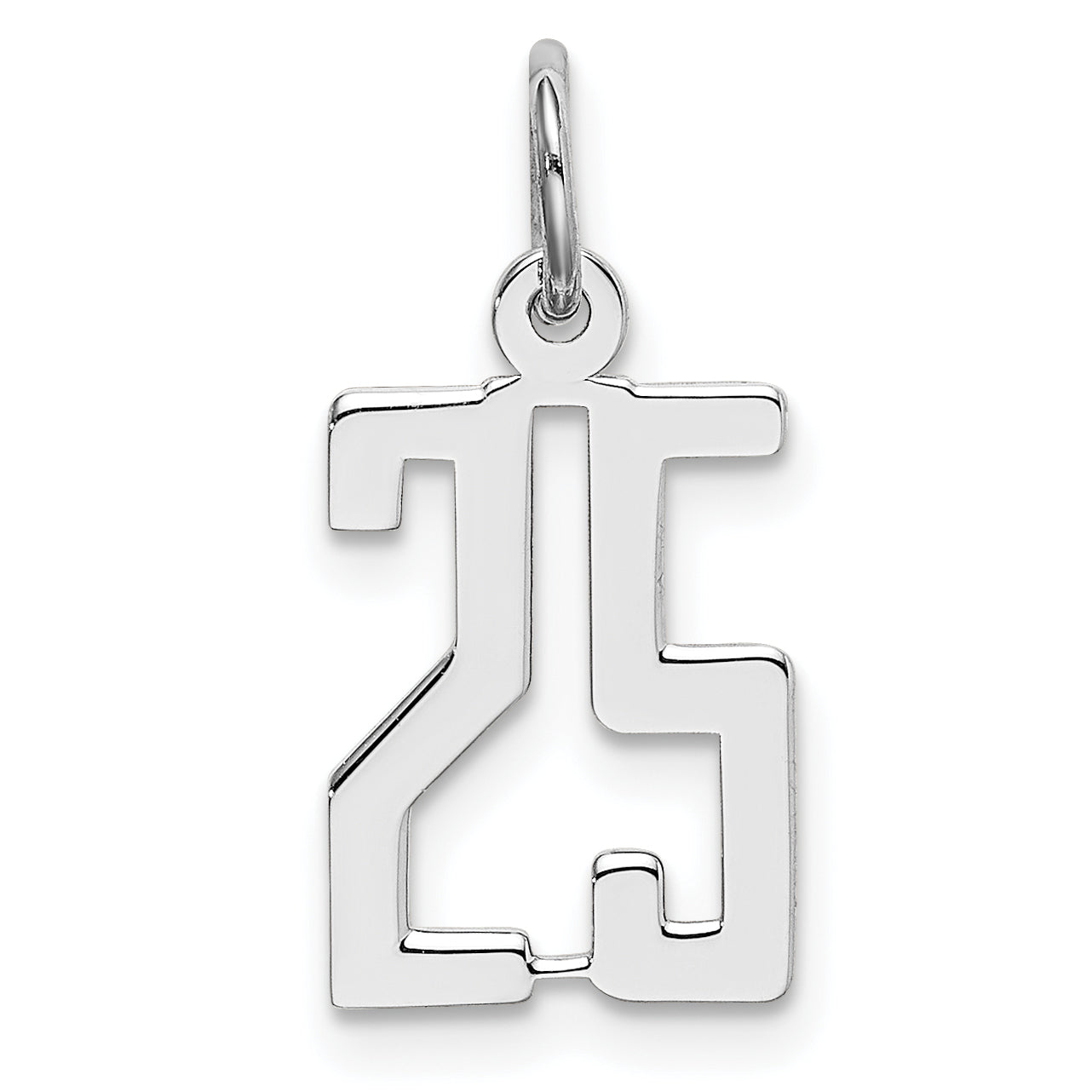 Sterling Silver/Rhodium-plated Elongated Number 25 Charm Main image