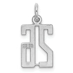 Sterling Silver Rhodium-plated Small Elongated Pol Number 26 Charm