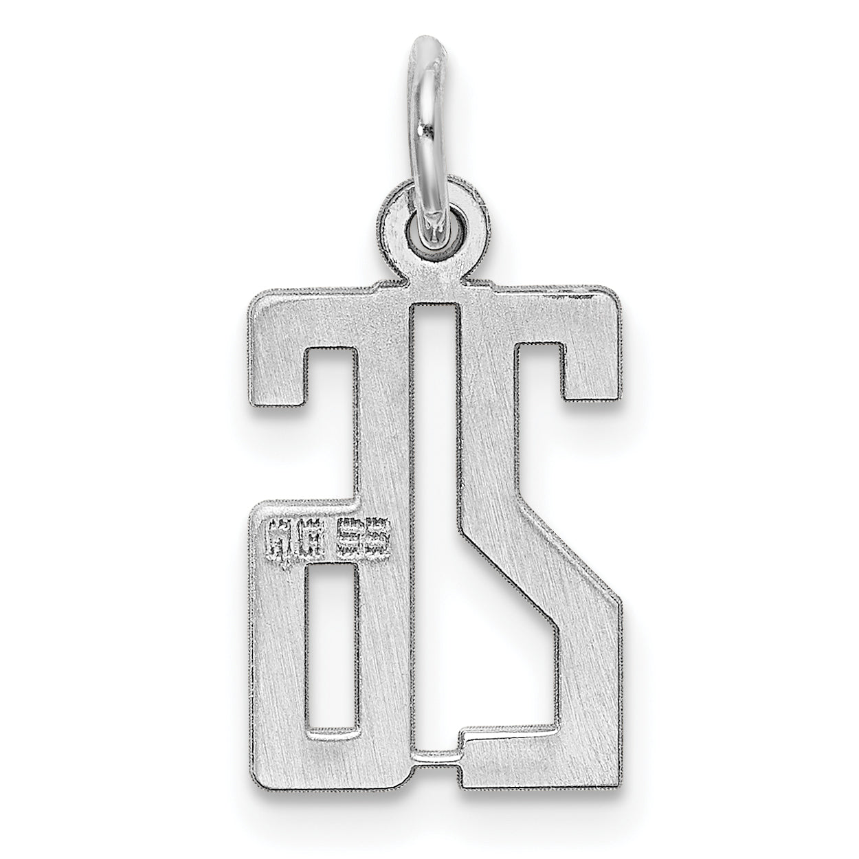 Sterling Silver Rhodium-plated Small Elongated Pol Number 26 Charm