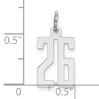 Sterling Silver Rhodium-plated Small Elongated Pol Number 26 Charm