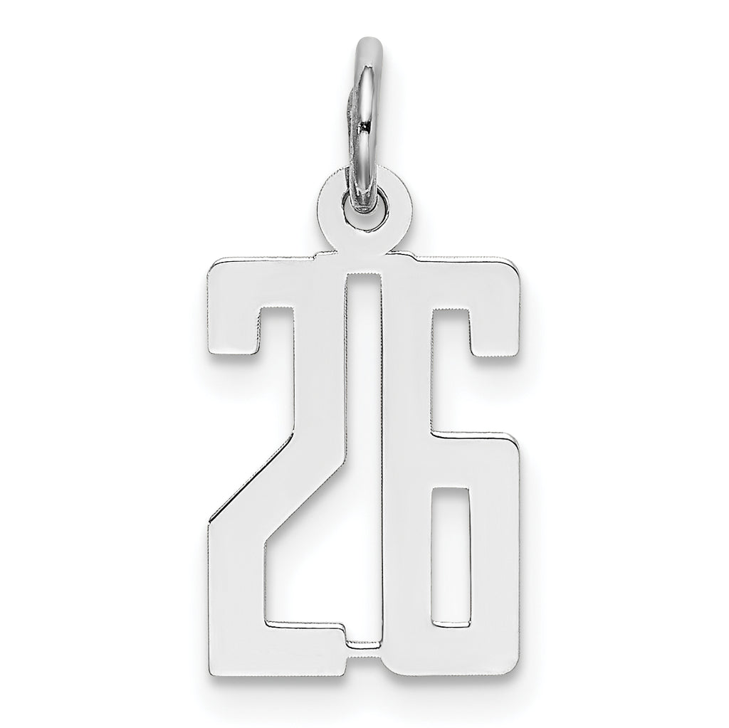 Sterling Silver/Rhodium-plated Elongated Number 26 Charm