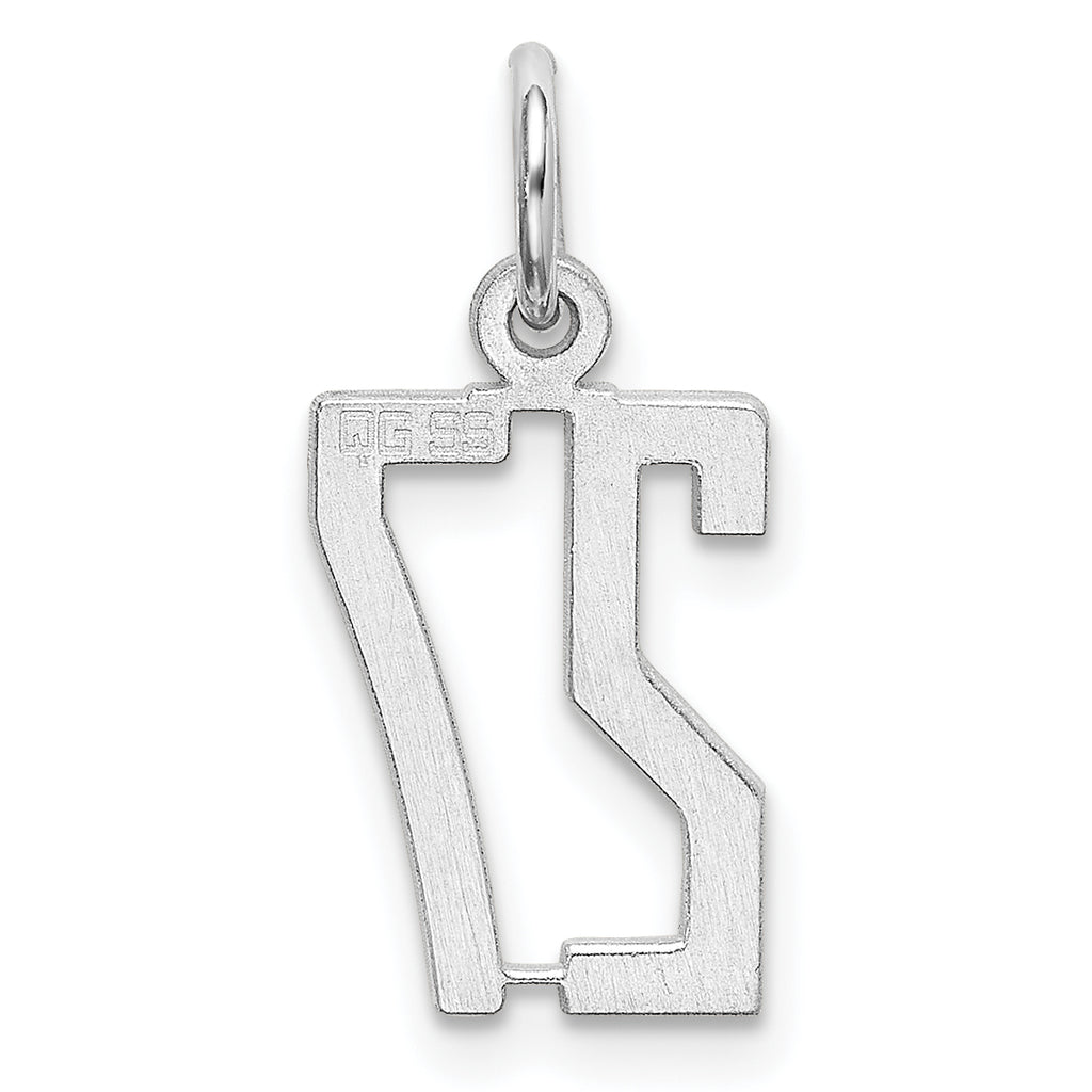 Sterling Silver Rhodium-plated Small Elongated Pol Number 27 Charm